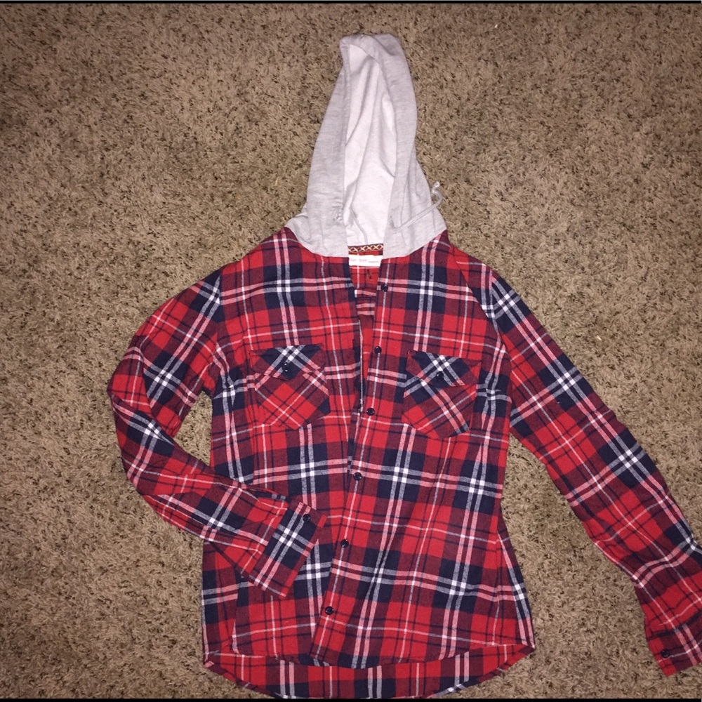 Flannel Hooded Top